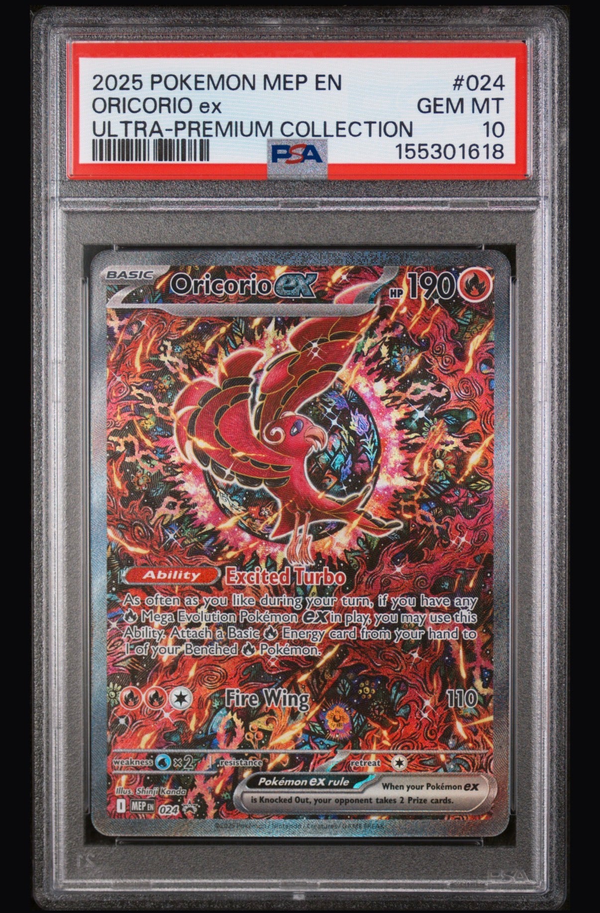 2025 Pokemon Mep En-Me Black Star Promo Oricorio Ex #024 PSA 10 ⭐️