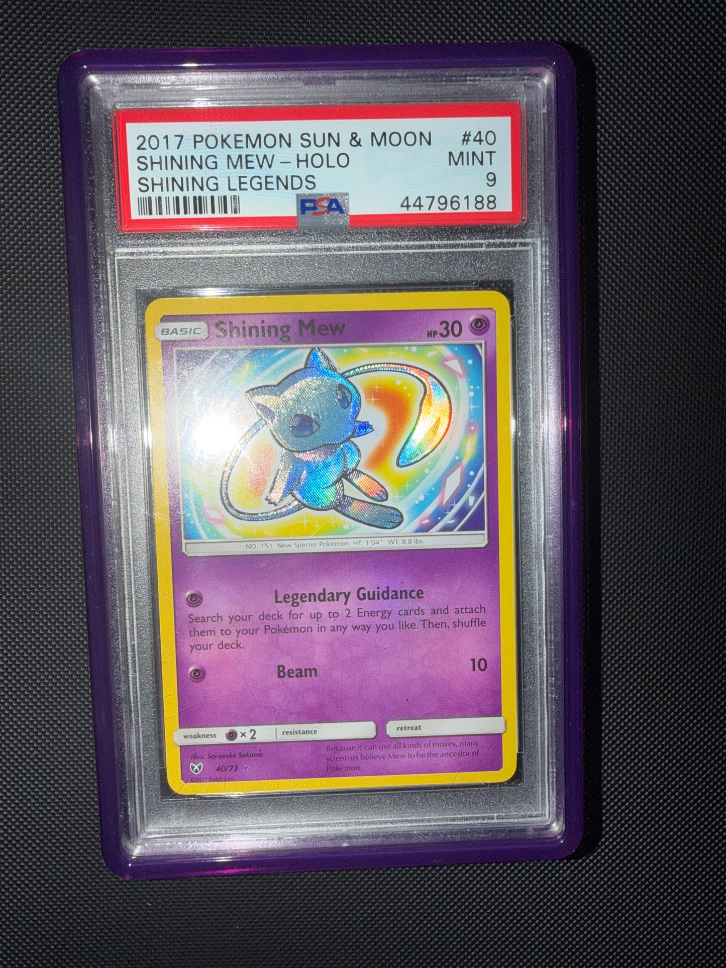 2017 Pokemon Sun & Moon Shining Legends Shining Mew-Holo #40 PSA 10