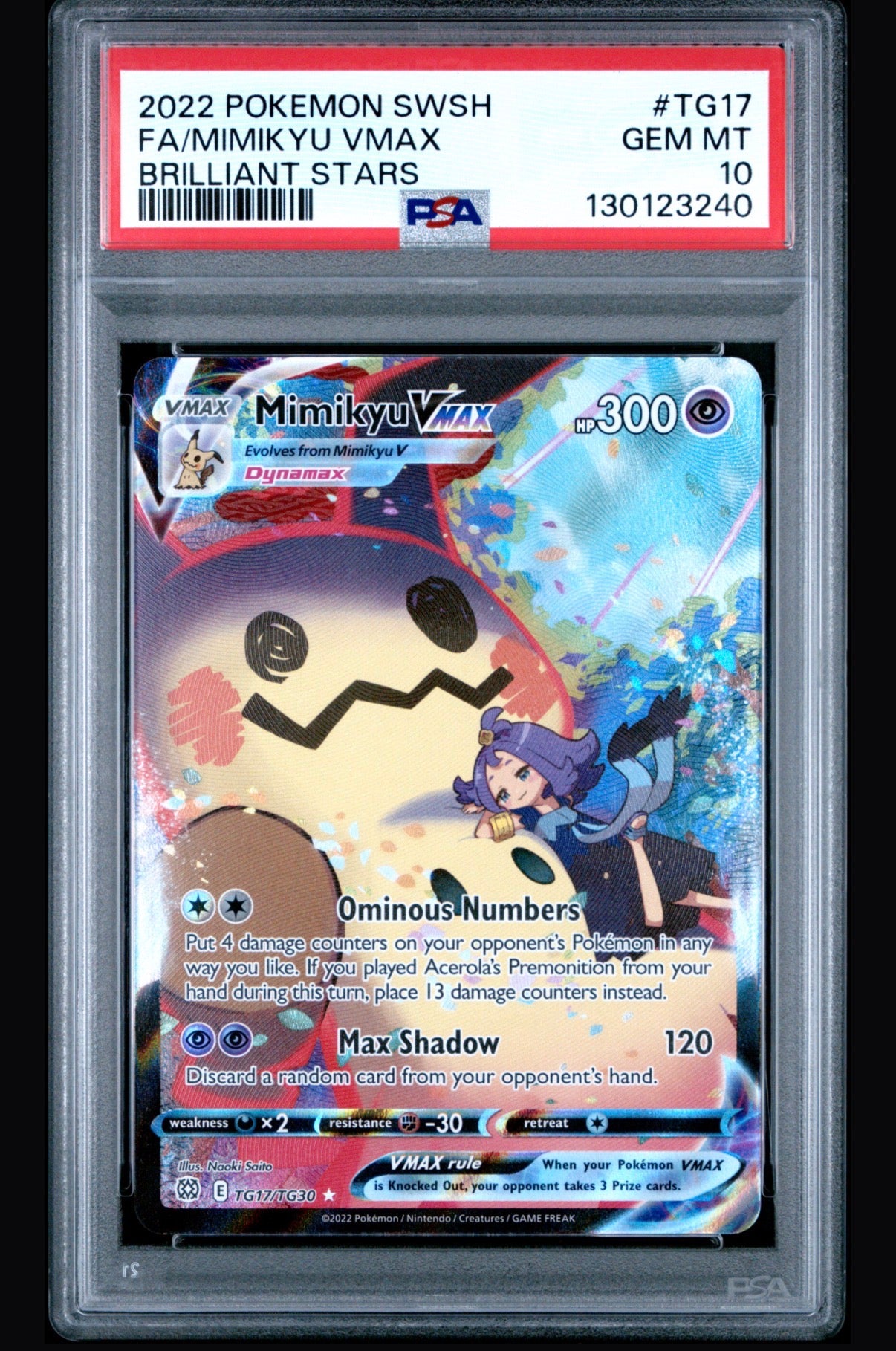 2022 Pokemon Sword & Shield Brilliant Stars Full Art / Mimikyu Vmax #TG17 PSA10 ⭐️