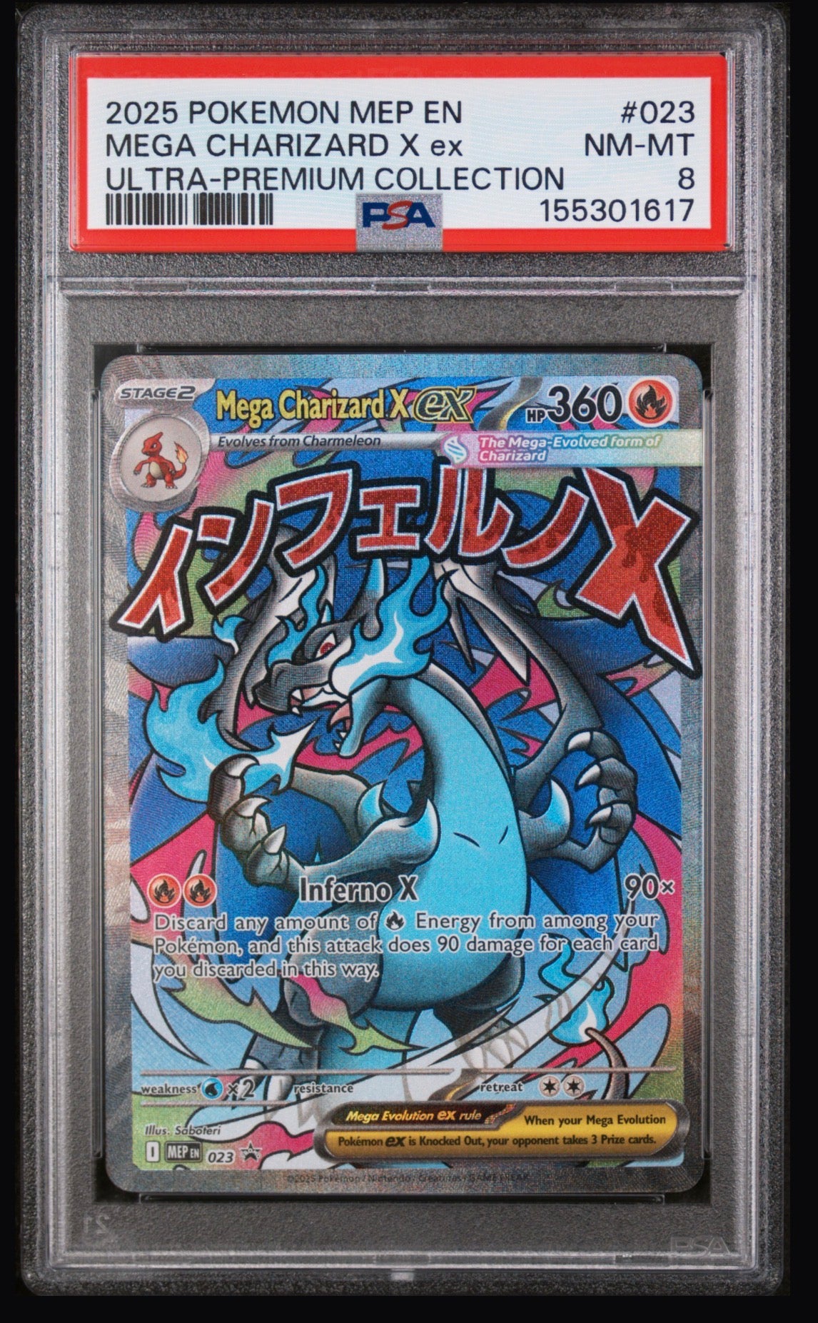 2025 Pokemon Mep En-Me Black Star Promo Mega Charizard X Ex #023 PSA8