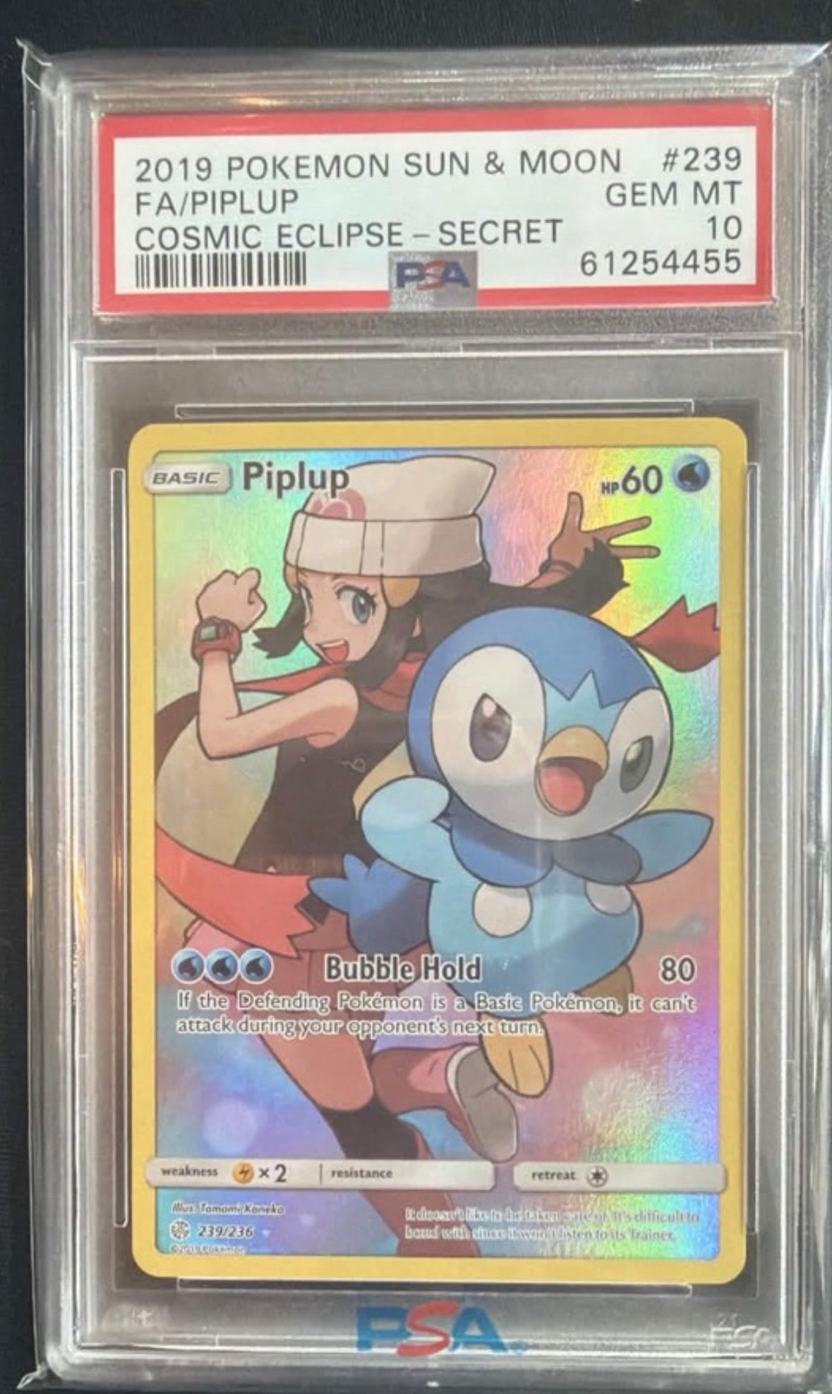 2019 Pokemon Sun & Moon Cosmic Eclipse Fa / Piplup #239 PSA10