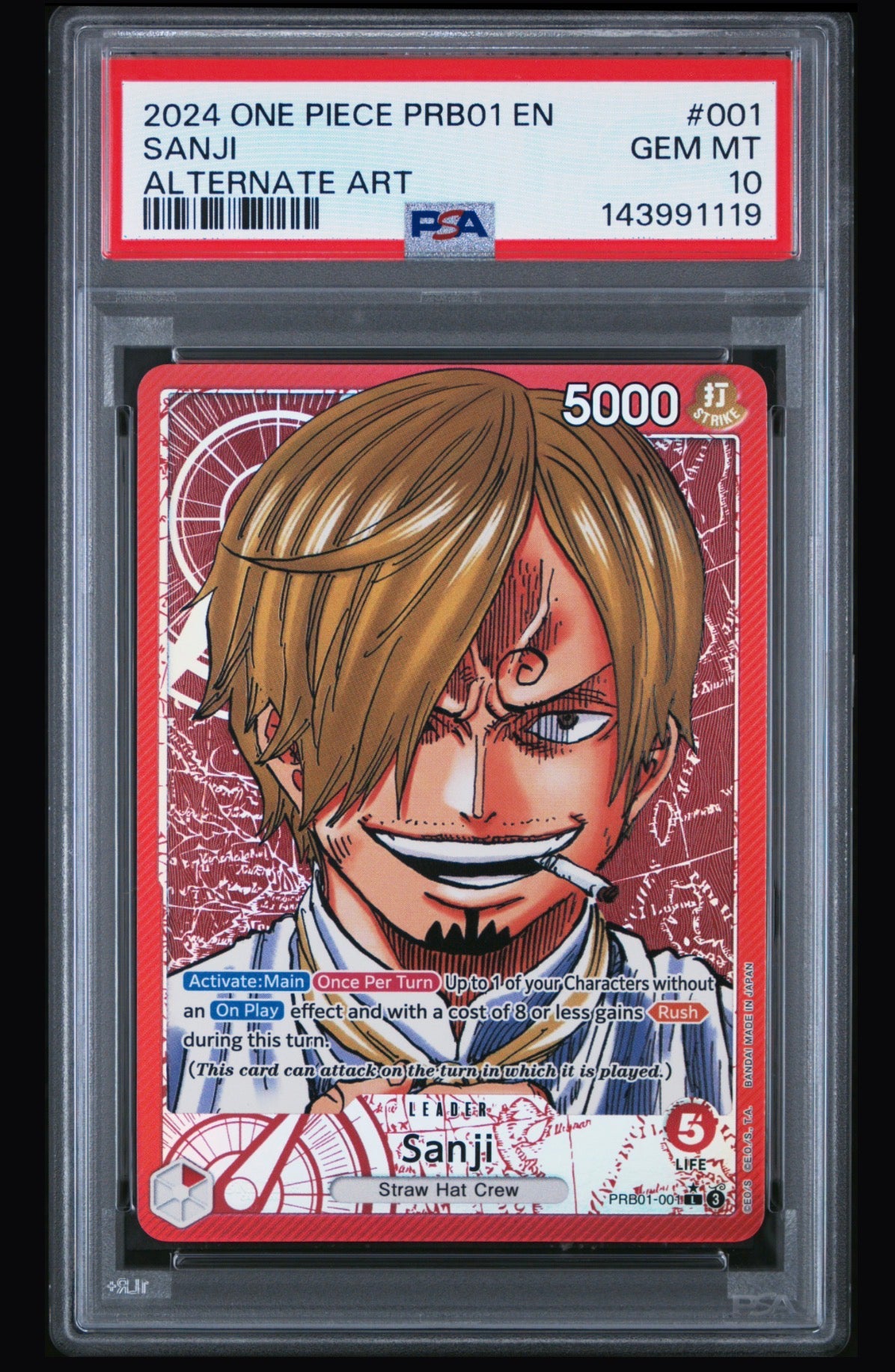 2024 One Piece Prb01-Premium Booster -One Piece Card the Best- Sanji #001 PSA 10